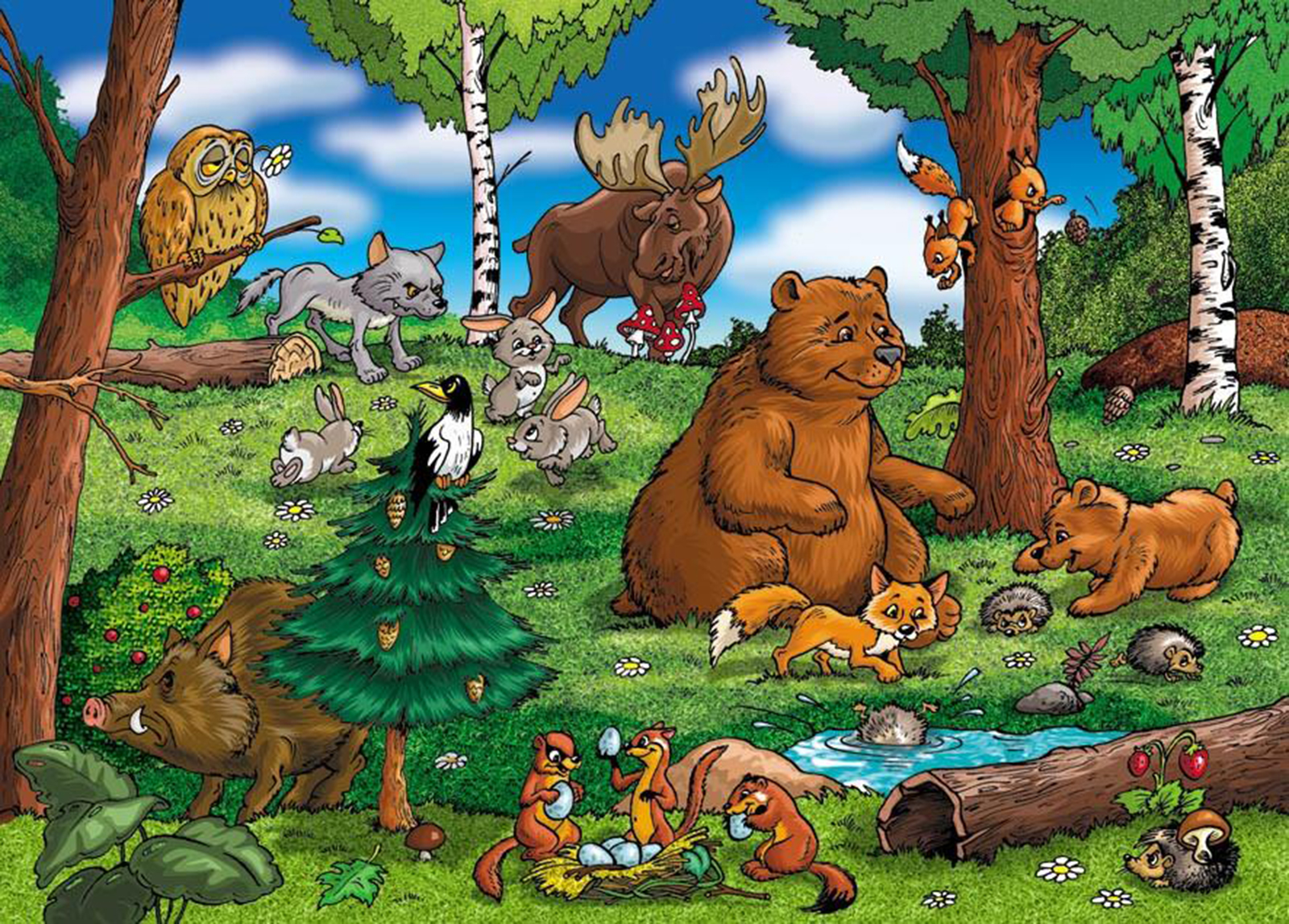 Найди всех животных на картинке 165 уровень. Звери в лесу. Жители леса. Лесные звери. Лесные жители.